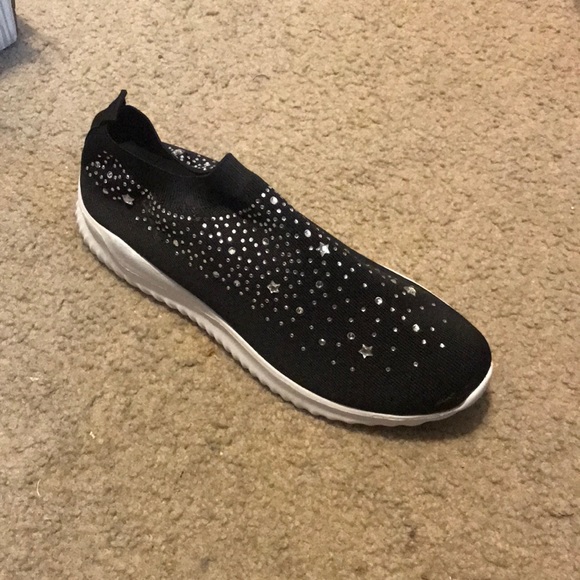 Shoes - Black Rhinestone Sneakers